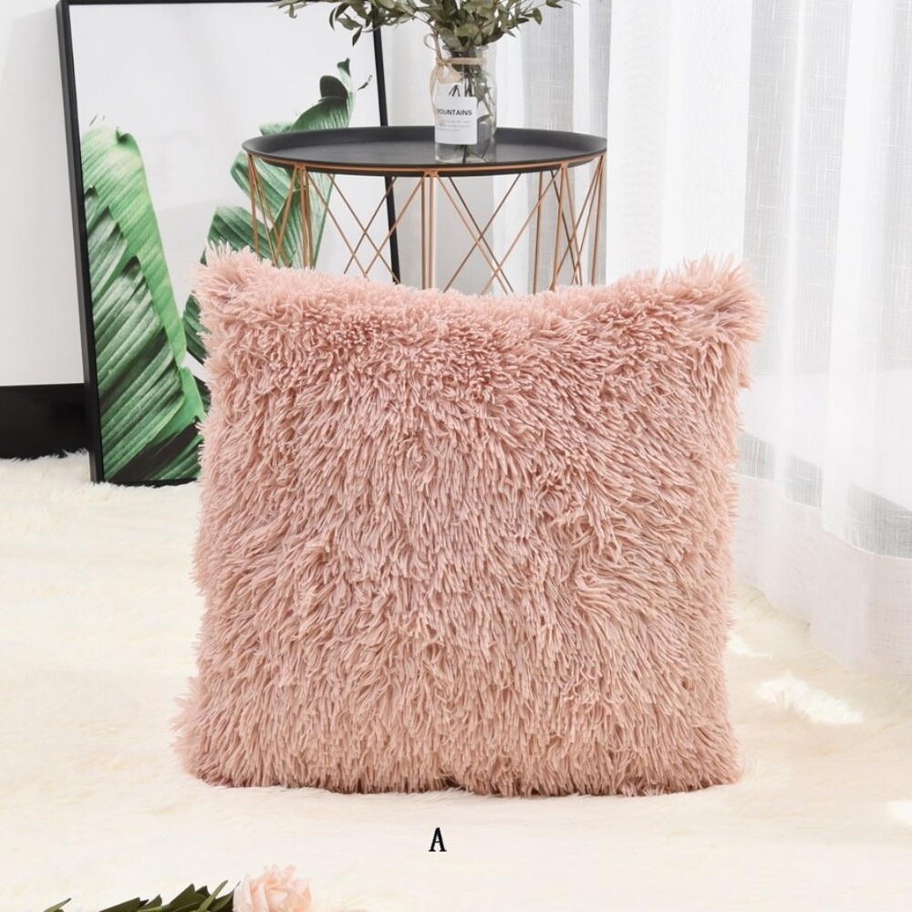 Plush Furry Pillow Cover - 3 colors - Picture 2 of 6